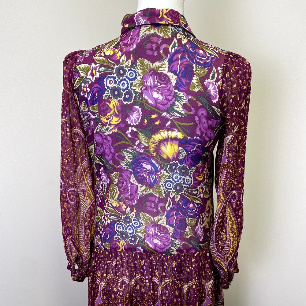 Anthropologie Nikole Maxi Shirtdress XS Paisley Floral Boho - Picture 8 of 16